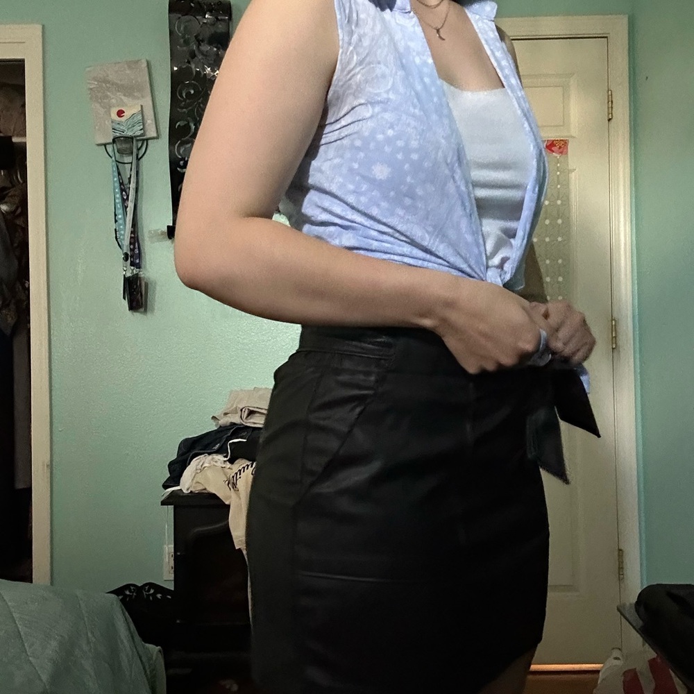 Black Leather Mini Skirt